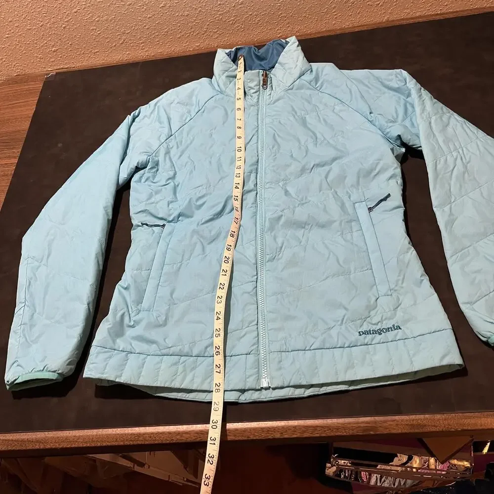 Patagonia Puffer Jacket Womens Medium Light Blue Quilted Full Zip STY 31765